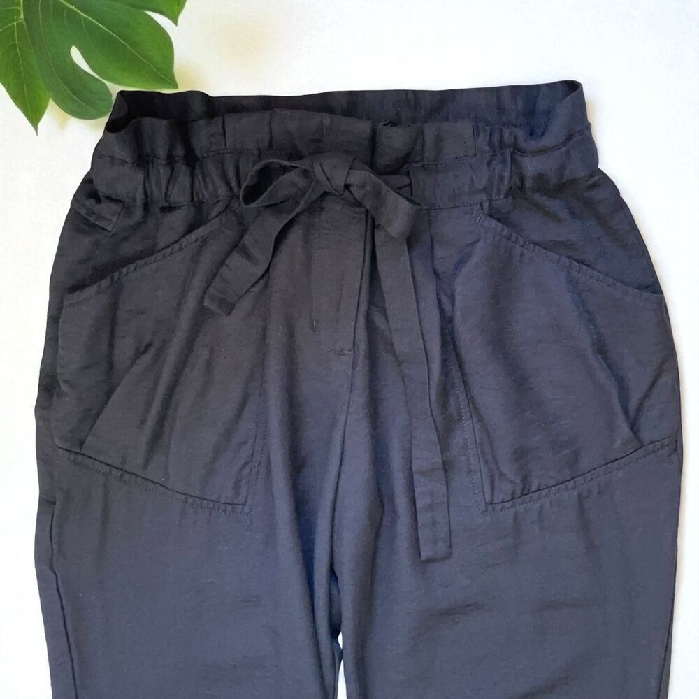 BCBGMaxAzria Fiona Paperbag Tie-Waist Joggers | Adjustable Length Pants - Picture 9 of 10